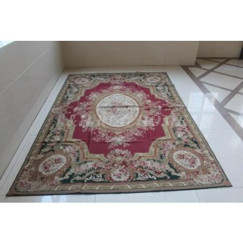 Free shipping 6' x9’ needlepoint woolen carpets,handmade carpets for living room 100% New Zealand wool rugs floral design