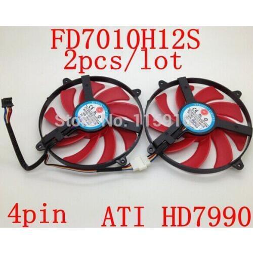Free Shipping NTK FD7010H12S 2pcs/lot for ATI HD7990 installation hole of ultrathin 70mm graphics card fan