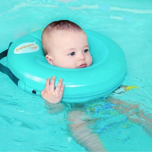 Safety no need pump air baby bath swimming accessories conformation non inflatable ring round circle neck floating swim trainer