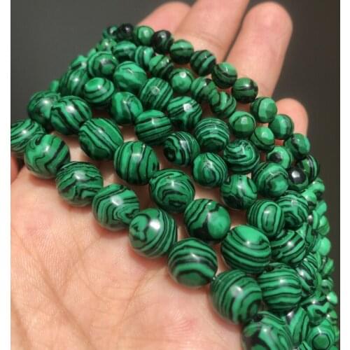 Faceted Natural Malachite 4-14mm Beads Round Loose Stone Beads for Jewelry Making DIY Earring Bracelet Necklace 15inch Wholesale