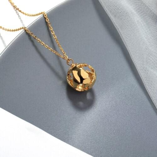 V Attract Planet Earth Necklace Stainless Steel Gold Color Round Ball Pendant Necklace Fashion Jewelry Christmas gift