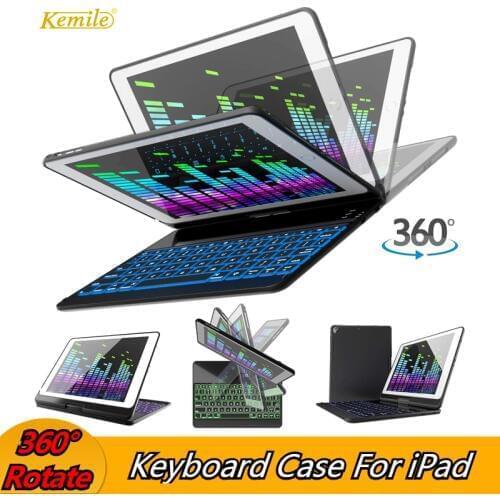 Case For iPad Pro 11 10.5 9.7 360 Rotatio Wireless Bluetooth Backlit Keyboard funda Cover For iPad 9.7 2018 2017 6th Air 2 Case