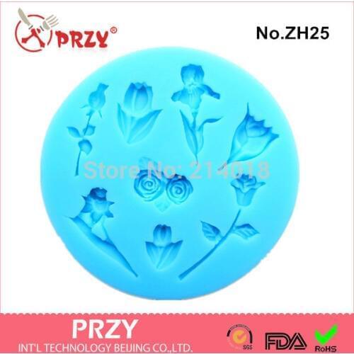 Flower modelling fondant molds wholesale chocolate silicon mold fondant Cake decoration mold No.Zh25