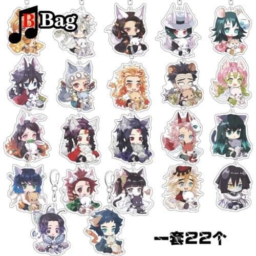 Demon Slayer Anime Cosplay Acrylic Cartoon Key Chain Pendant Decorative Peripheral creative student bag Pendant accessories