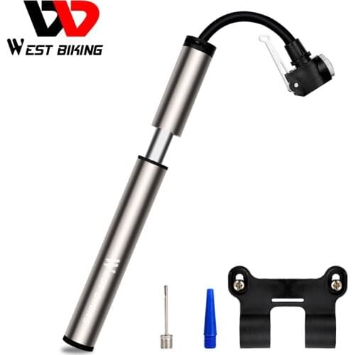 WEST BIKING Bicycle Pump Portable Lightweight Aluminium Alloy Bike Tire Ball Toy Applicable Pump Cycling MTB Bicycle Accessories