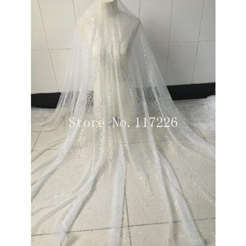 JRB-1691 on sale embroidery lace for evening dress special hand print glued glitter lace fabric
