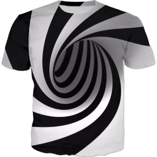 Summer Style New Fashion Print Short-sleeved Tees Men/women Black And White Vertigo Hypnotic Printing T Shirt Mens 3D T-shirt