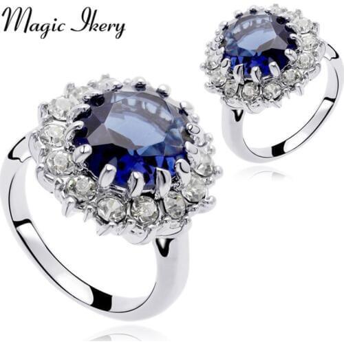 Magic Ikery Silver Color Zircon Crystal Wedding bridal Moon Rings Wholesales Fashion Jewelry for women MK4412