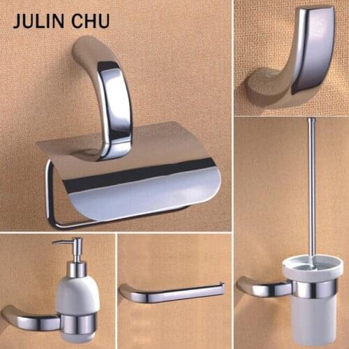 Chrome Bathroom Hardware Set Brass Shower Soap Dish Dispenser Holder Towel Rack Rail Shelf Bar Toilet Brush Bath Accessories