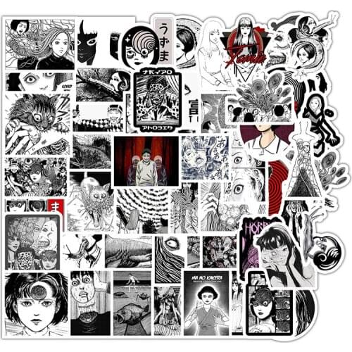 56Pcs Comic Fujiang Black and White Thriller Horror Style Sticker Car Styling Accessories Stickers