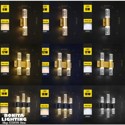 Bubble K9 Crystal Wall Light LED Space Aluminum Water Pipe Sconces Golden Tube Wall Lamp Luxury Modern Simple