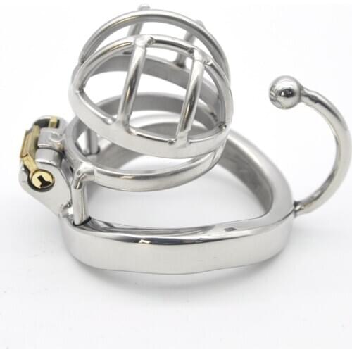 Stainless Steel Male Chastity Small Cage with Base Arc Ring Devices Cock ring Penis ring Adult sex toys C273