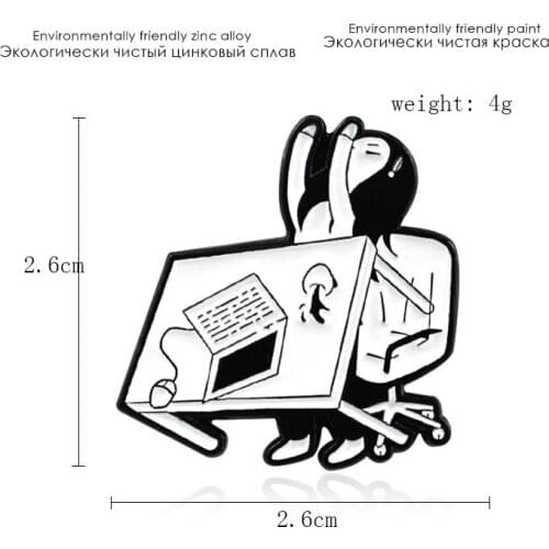 2021 New Creativity Do Not Want To Work Wacky Brooch for Woman Black Creative Brooch Handbag Decorations Jewelry Wholesale