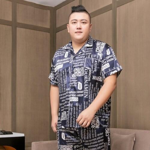 Pajama Man Summer Plus Size Mens Pajamas Sets Shorts 5Xl 135Kg Silk Stain Cardigan Trouser Suits Fatty Homewear Cozy Lounge