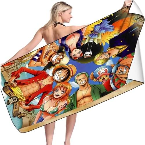 Customization Gift Japanese Anime Manga One Piece Beach Towel Microfiber Bathrobe Soft Bath Towel for Adults for Home Textiles