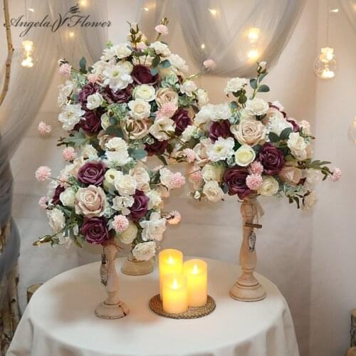 Customized Retro Candle Holders Artificial Flower Ball Bouquet Wedding Table Centerpieces Decor Party Home Decor Window Display