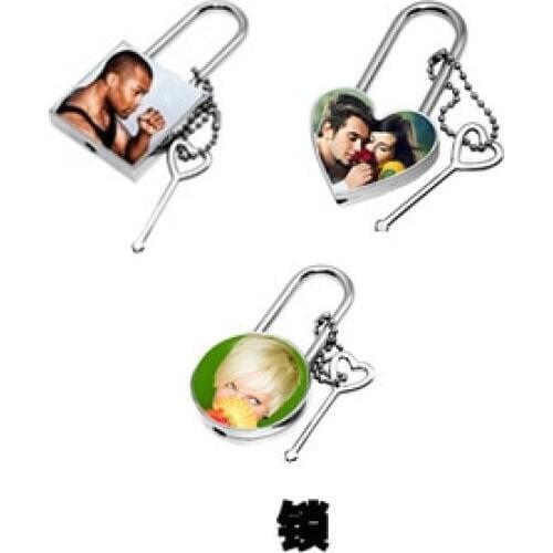 Blank Sublimation jewelry box lock padlock round heart square shape heat transfer printing can INK print photos DIY new styles