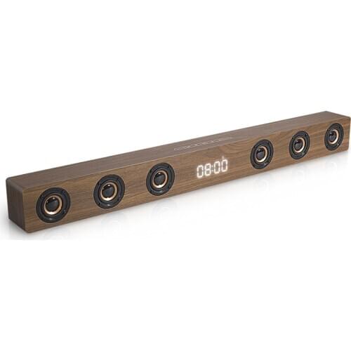 30W Bluetooth Soundbar Wood Home TV Theater Systelm Phone Computer with Remote Controller HDMI AUX Clock Display Speaker
