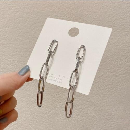 Exaggerated Metal Hollow Multi-Layer Chain Drop Earring New Punk Simple Links Long Brincos Cool Charm Vintage Jewelry Girl Gift