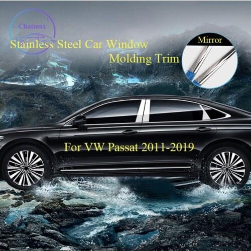 Stainless Steel Bar Car Window Molding Trim for VW Passat 2011-2019 Car Door Window Bright Strip Decoration Accessory