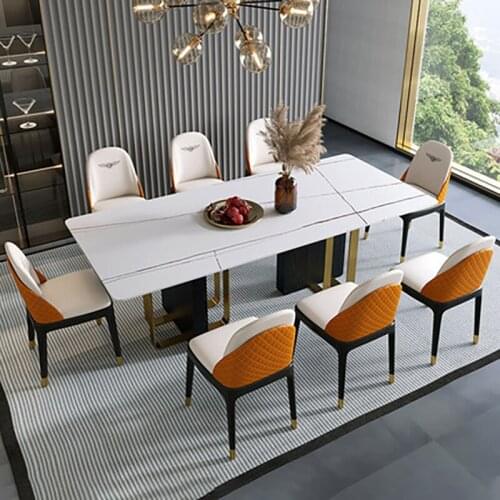 Nordic imported rock board dining table round modern minimalist designer round dining table custom villa 6-person household