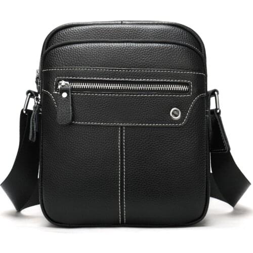 Crossbody Bag Cowhide Leather for Men Mens Bags Genuine Leather Mens Shoulder Bag Man Messenger Bag Fashion Flap Zipper Casual