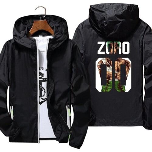 Roronoa Zoro Streetwear One Piece Thin Reflective Sunscreen Windbreaker Skin Ultra Light Mens Zipper Jackets Coats Oversized XL