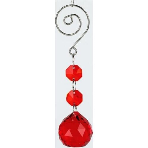 Top Quality 6pcs Red Crystal glass Beads With Glass Faceted Ball For chandeliers Hanging Pendants/ Christmas Tree Decoration