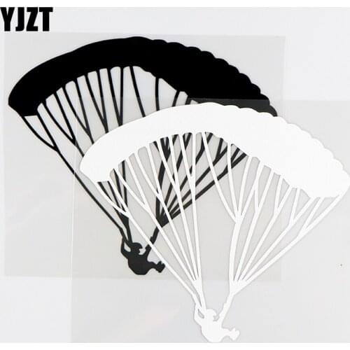 YJZT 15.2X13.5CM Parachute Vinyl Decal Car Sticker Paragliding Extreme Sport Black / Silver 10A-0305