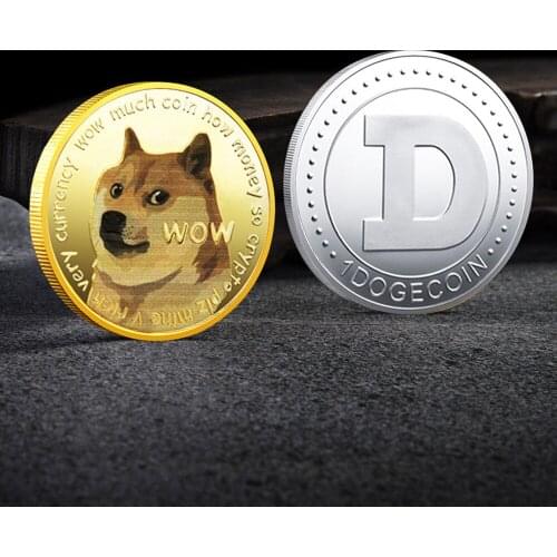 Funny Dogecoin Gold Silver Doge Commemorative Coins Collection Wow Dog Pattern Souvenir Home Decoration Crafts Desktop Ornaments
