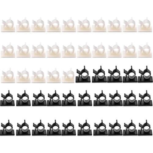 Cable Clips, Wire Clips, 50 Pieces 3 meters Self-Adhesive Adjustable Car Wires Holder Cable Clamps Cable Tie Holder for Cable