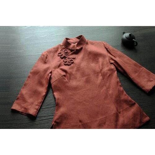 2021 traditional chinese shirt clothing for women qipao long sleeve elegant blouse vintage cheongsam satin top ladies clothes