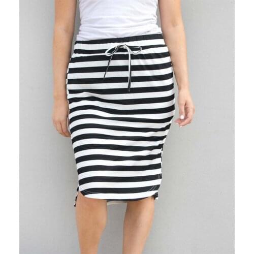 2021 Summer New Style High Waist Striped Ladies Elastic Band Skirt With A-line Mid skirt