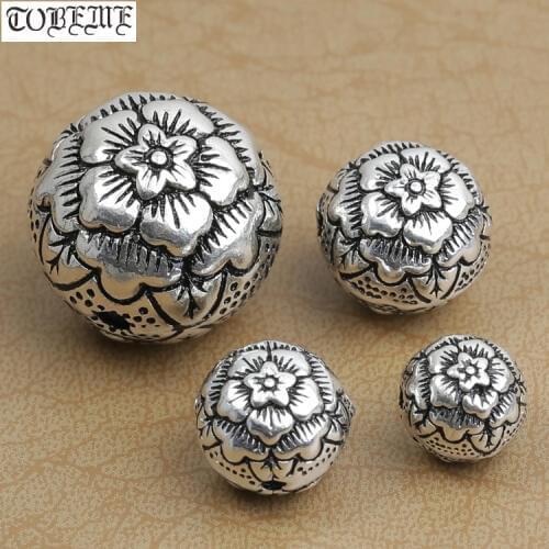 100% 925 silver flower Beads Sterling Silver tibetan beads jewelry accessories diy bracelet beads
