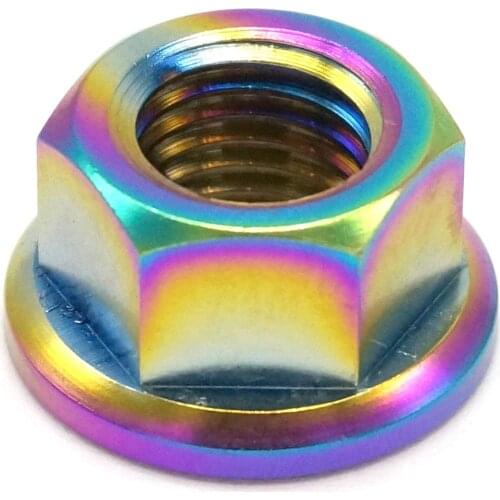 LOT 2 Colorful M10x1.25mm GR5 Titanium Hex Screw Nuts With Flange For Bicycle
