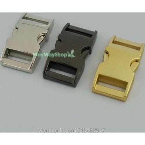 30 pcs 5/8'' 15mm Metal Curve Buckles Side Release for Lanyard Bracelets Strap Collar Webbing Nickle Gold Nickle-Black