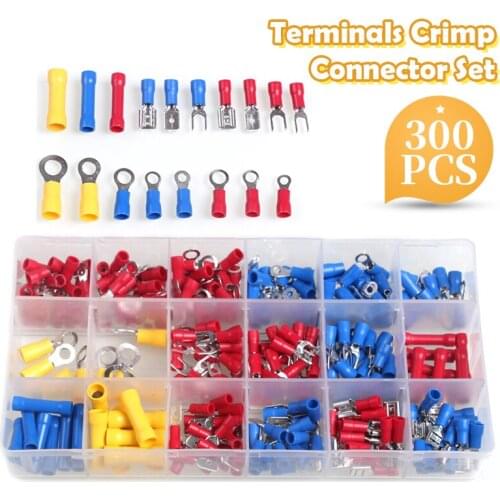 300/480pcs Cold-Pressure Terminal Electrical Wire Cable Terminator Kit Spade Fork Ring Butt Crimp Connector Assortment Kit