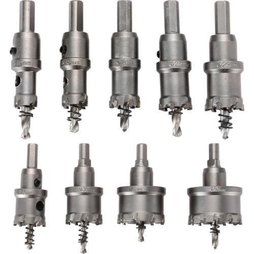 9pcs Hole Saw Drill Bit Hard Tungsteel Alloy Set Cutter Power Tools For Stainless Steel Plate/ Iron Plate