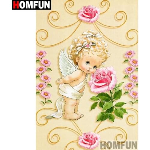 HOMFUN Full Square/Round Drill 5D DIY Diamond Painting "Angel child" Embroidery Cross Stitch 5D Home Decor A08553