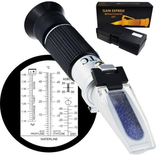 6-in-1 Automotive Car Refractometer ATC Adblue/ Antifreeze/ Battery Acid/ Windshield Fluid/ Propylene Ethylene Glycol