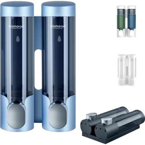 Soap Dispenser Wall Mounted For Bathroom Blue 320ml Shampoo Shower Gel Conditioner Detergent Bottle Hotel Home Accessories