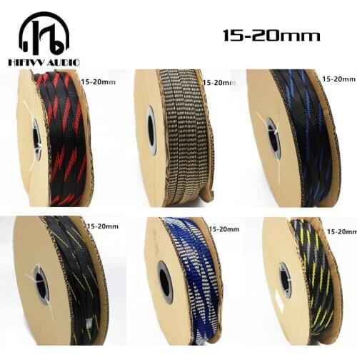 DIY high quality cable sleeve 5M soft cotton Sleeve 15-20mm Wire Cable Protecting Nylon Braided High Density line protection