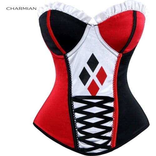 Charmian Sexy Overbust Corset Halloween Costume for Women Gothic Corsets and Bustiers Burlesque Waist Cincher Corselet