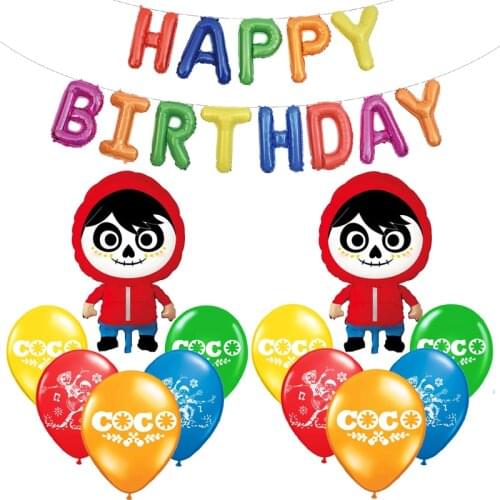 Coco Foil Balloons Halloween Dream Trave Latex Ballons Happy Birthday Decorations Globos Toys For Kids Boy Celebration Supplies