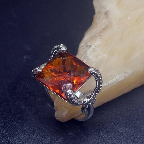 Gemstonefactory Jewelry Big Promotion Single Unique 925 Silver Amazing Honey Topaz Women Men Gifts Band Rings 8# 20212921