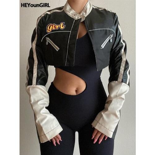 Женские кожаные куртки Heyoungirl China At AliExpress