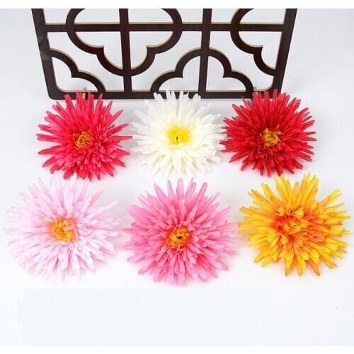10Pcs Simulation Crab Claw Chrysanthemum Head Silk Flower Wedding Background Wall Arrangement Home Decor Fake Flowers Wreath