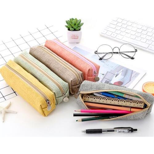 Kawaii Pencil Case Cute School Solid Color School Pencilcase Large Capacity Zipper Stationery Bag School Supplies Stationery