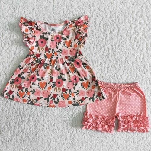 Fashion Girls Clothes Kids Designer Clothes Girls Summer Outfits Short Saleeve Short Pants Ruffle Toddler Baby Girl Clothing Set