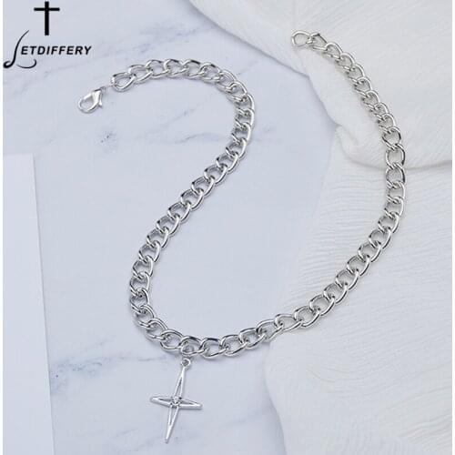 Letdiffery Fashion Cross Pendant Necklace Romantic Rhinestone O Chain Necklaces for Women Girls Jewelry Party Birthday Gifts